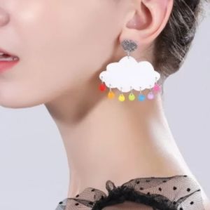 Rainbow Raindrops Glitter Cloud Earrings